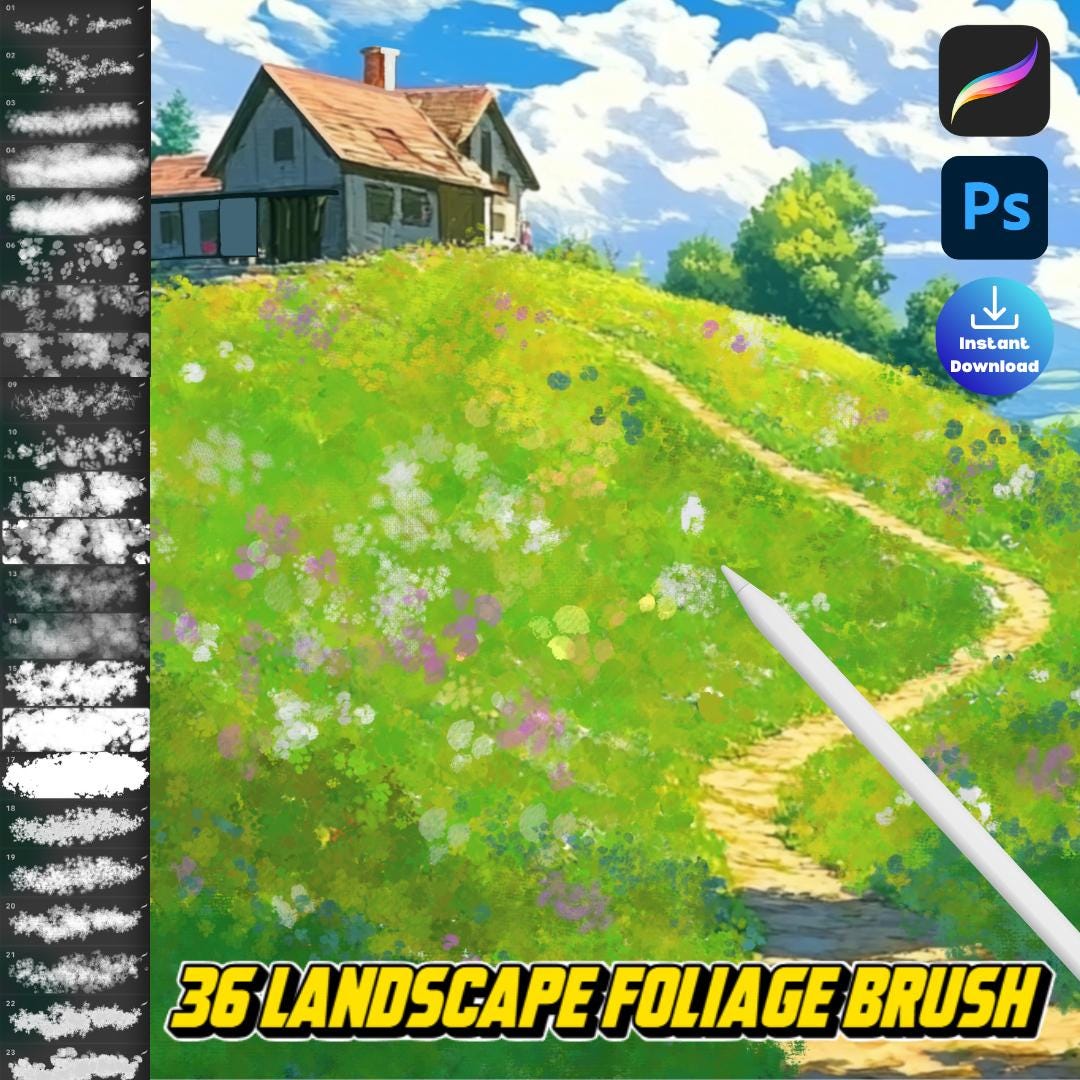 Procreate Photoshop Landscape Brush Set ,botanical Foliage Preset iPad ...