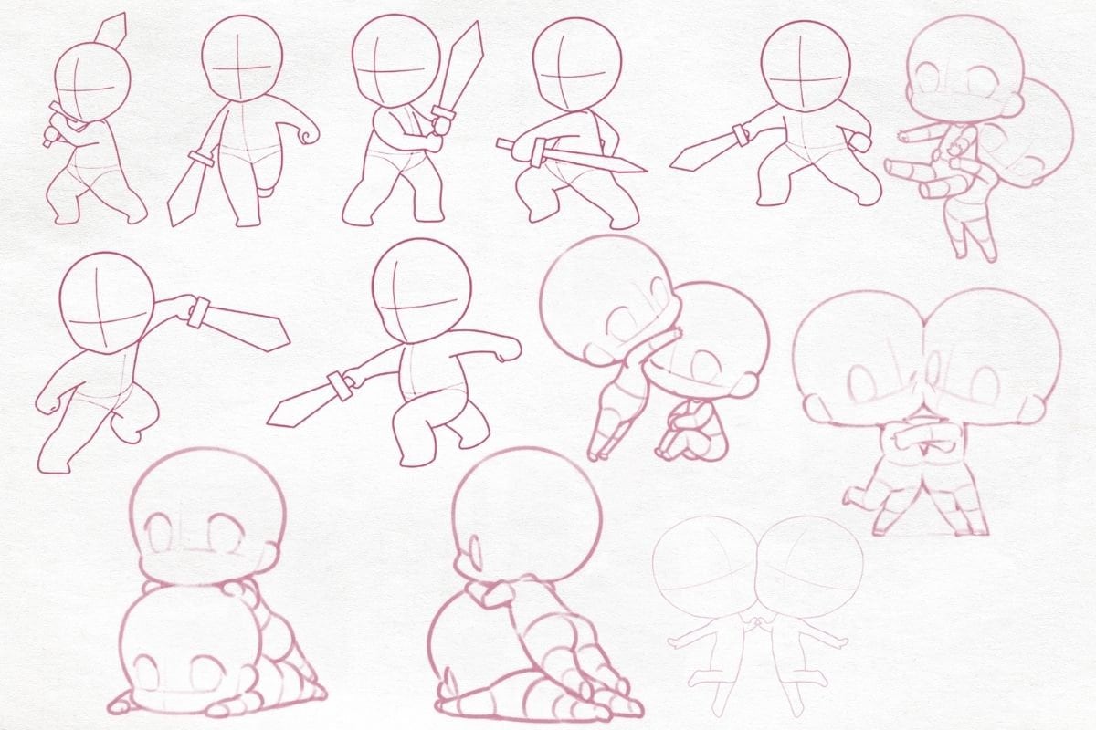 Procreate Photoshop Kawaii Cute Chibi Anime Manga Figure Drawing Guide ...
