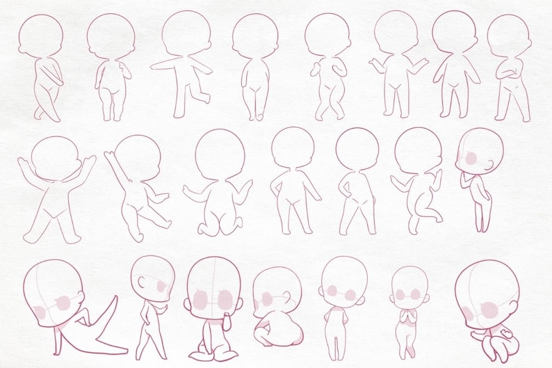 Procreate Photoshop Kawaii Cute Chibi Anime Manga Figure Drawing Guide ...
