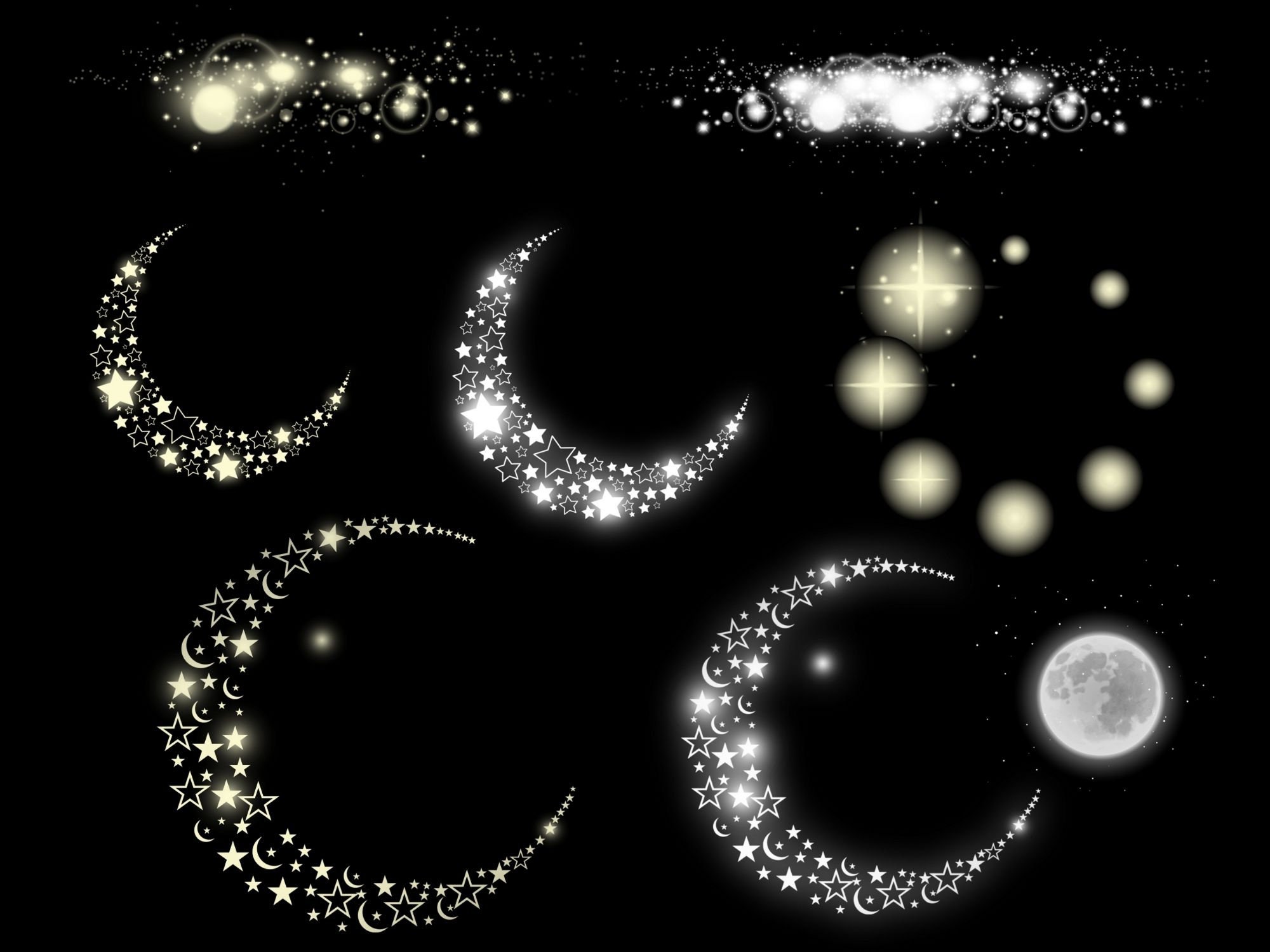 Celestial Stamp Brush Bundle - Procreate & Photoshop Bokeh Stars Moon ...