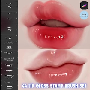 Procreate  Realistic Lip Gloss Stamp Brush Pack, Lipstick & Lip glitter Digital Download brushes for iPad