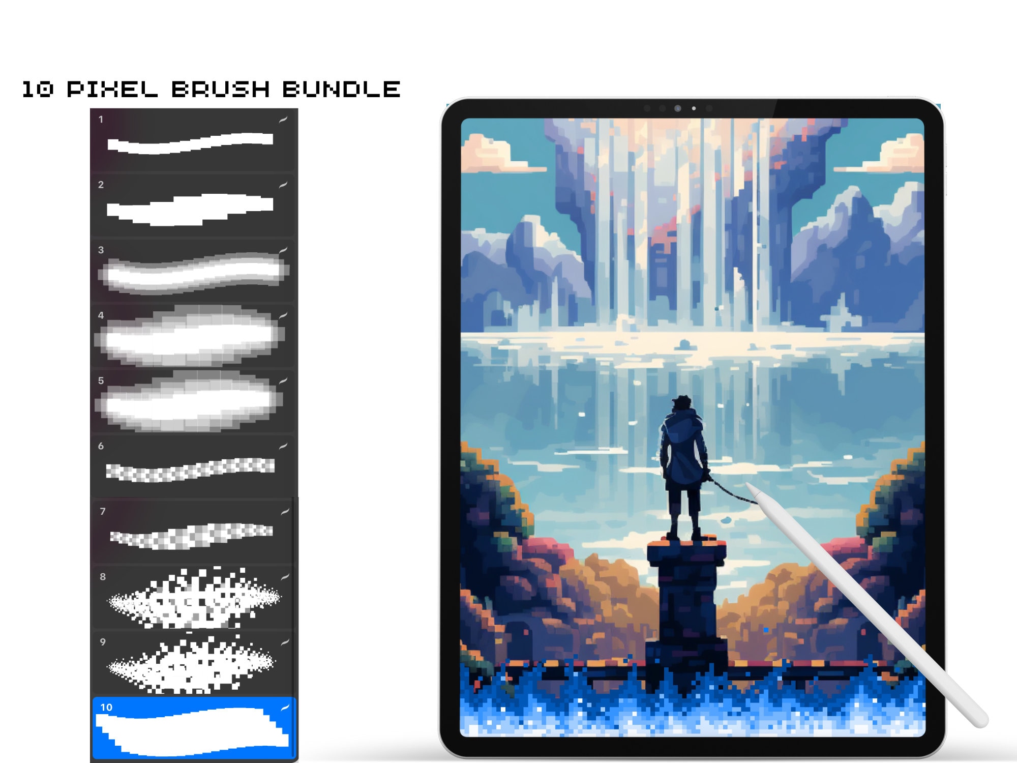 Procreate Pixel Art Kit Brush Set Preset for Illustration and Coloring
