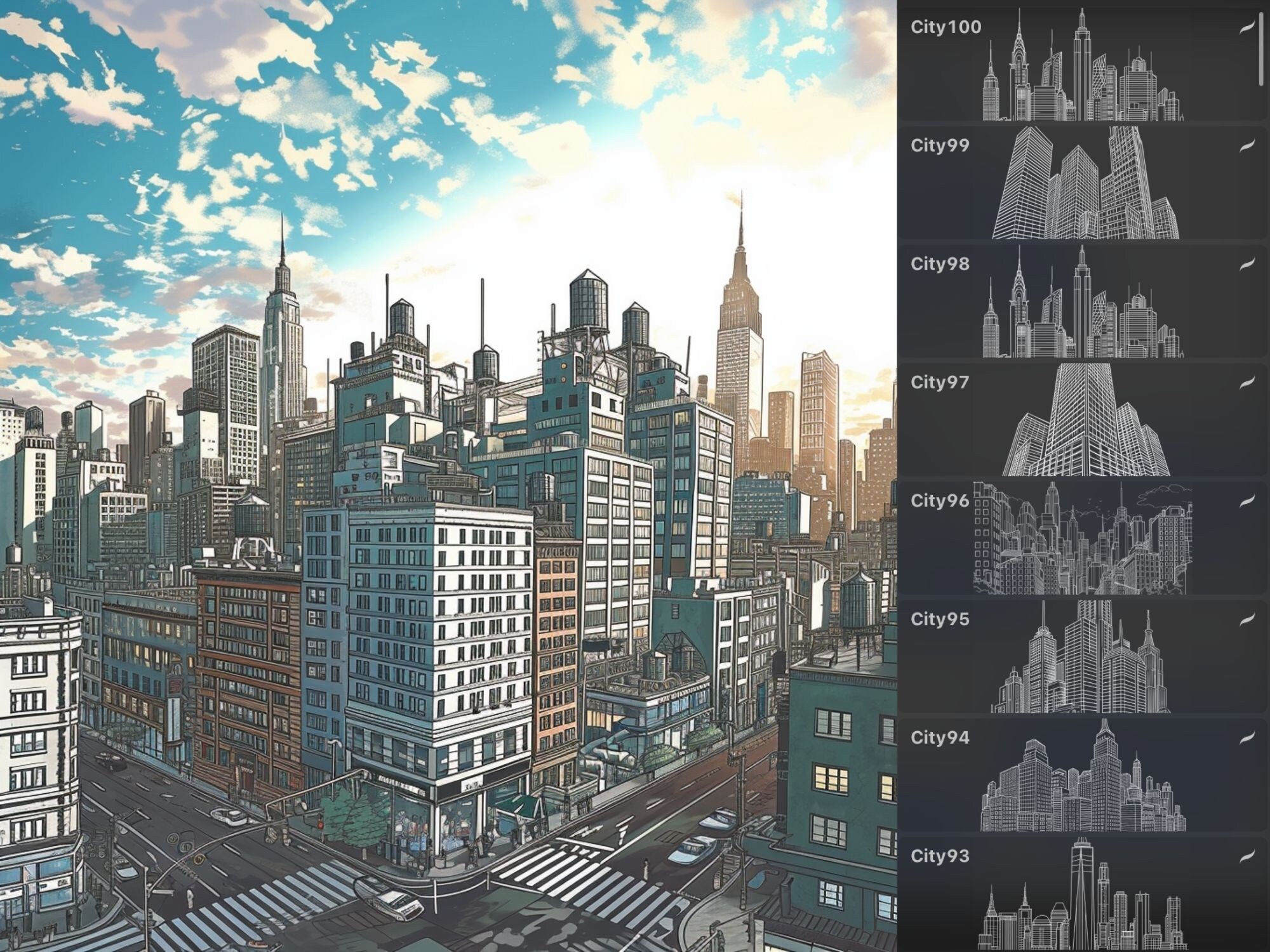 Procreate Cityscape Skyline Buildings Streets Stamp Brush Bundle Pack