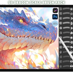 Procreate Photoshop Dragon scale Brush Stamp Bundle Pack Fantasy Stamps ,Lizard Mermaid scales skin Brushes Digital Download