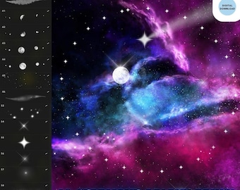 Starlight Galaxy Space Brush Bundle - Procreate Nebula Stardust Stars Moon Universe Digital Download Set