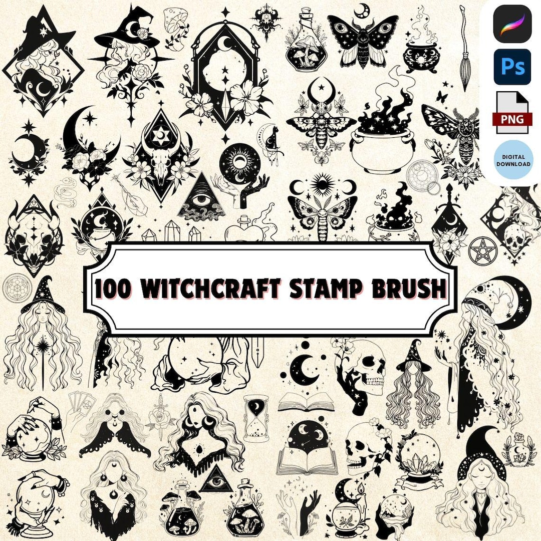 Witchcraft Magical Elements Brush Stamp , Procreate Photoshop PNG ...
