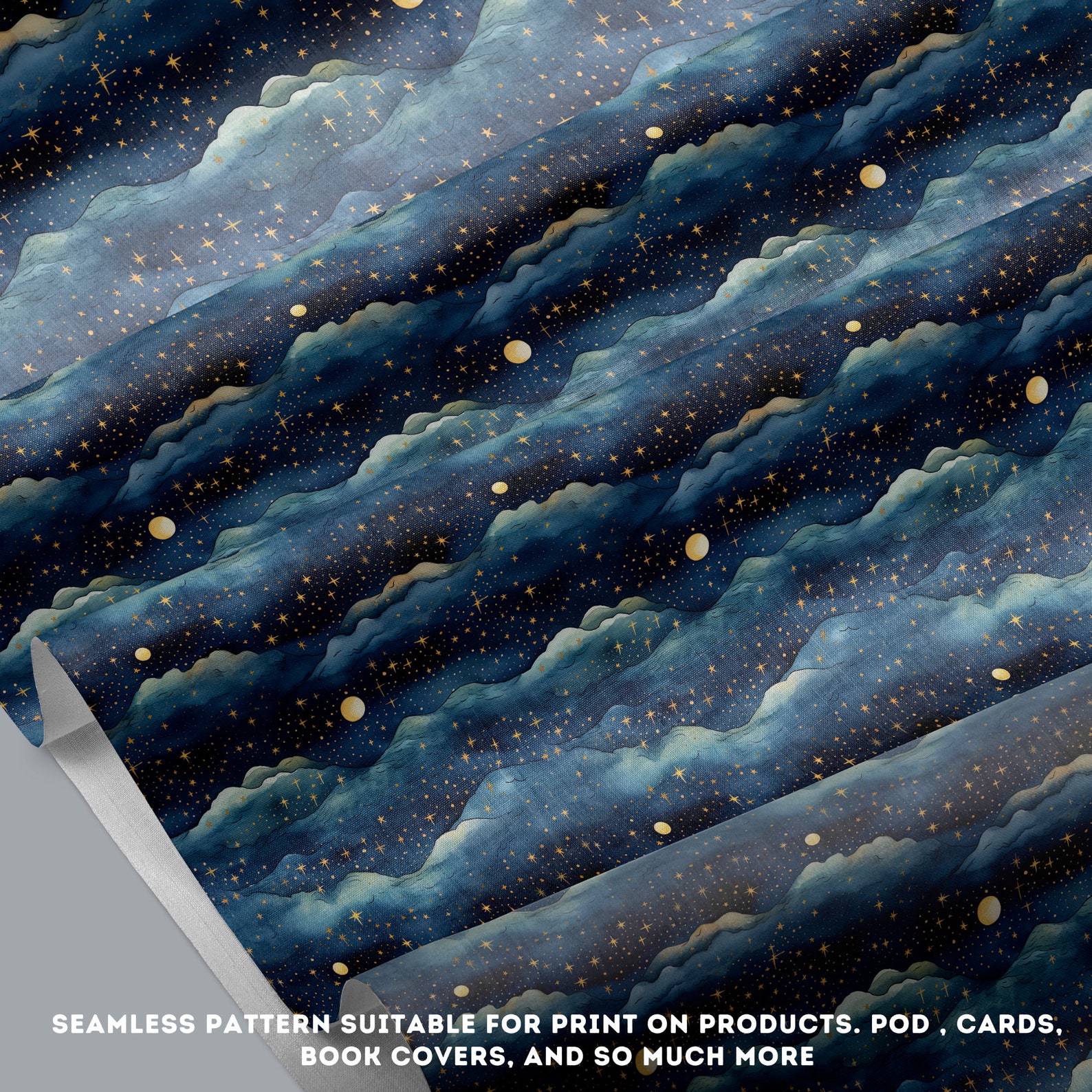 Watercolor Blue Navy Starry Night Sky Seamless Digital Repeat Pattern ...