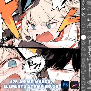 Procreate & Photoshop Comic Anime Manga Stempel Bundelpakket Borstels Digitale Download Borstelset Bundel