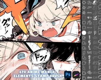 Procreate & Photoshop Comic Anime  Manga Stamp Bundle Pack Brushes Digital Download Brush Set Bundle