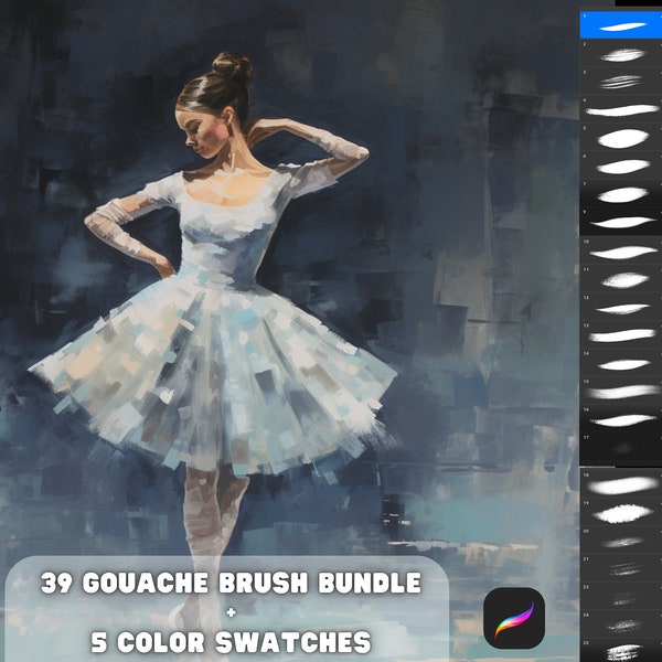 Gouache Paint Brushes for Procreate Kit - Perfect for Illustrations and Coloring on iPad Digital Download