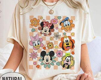 Vintage Floral Disney Mickey and Friends Checkered Shirt, Disney Family Shirt, Disney Epcot Flower & Garden Festival 2026, Disney Girl Trip
