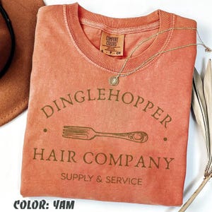 Vintage Dinglehopper Hair Company Comfort Colors-skjorta, Lilla sjöjungfrun inspirerad skjorta, Ariel-skjorta, Disney prinsessskjorta, Disneyworld-skjorta Yam/Orange