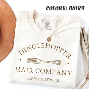Vintage Dinglehopper Hair Company Comfort Colors-skjorta, Lilla sjöjungfrun inspirerad skjorta, Ariel-skjorta, Disney prinsessskjorta, Disneyworld-skjorta Ivory/Natural