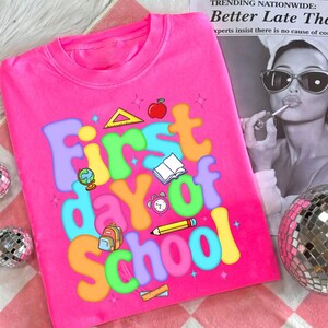 Preppy Back to School PNG, Coquette Teacher First Day of School Shirt Design, Retro Checkered Student Sublimation, Girly Classroom Bow Png