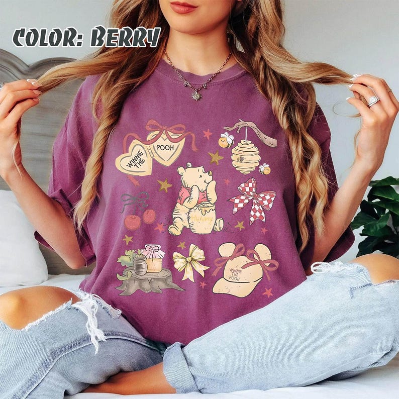Comfort Colors Coquette Winnie The Pooh Shirt, Retro Pooh Bear & Friends Tee, Disney Family Trip 2026 Shirt, Cute Disneyworld Pooh Shirt image 7
