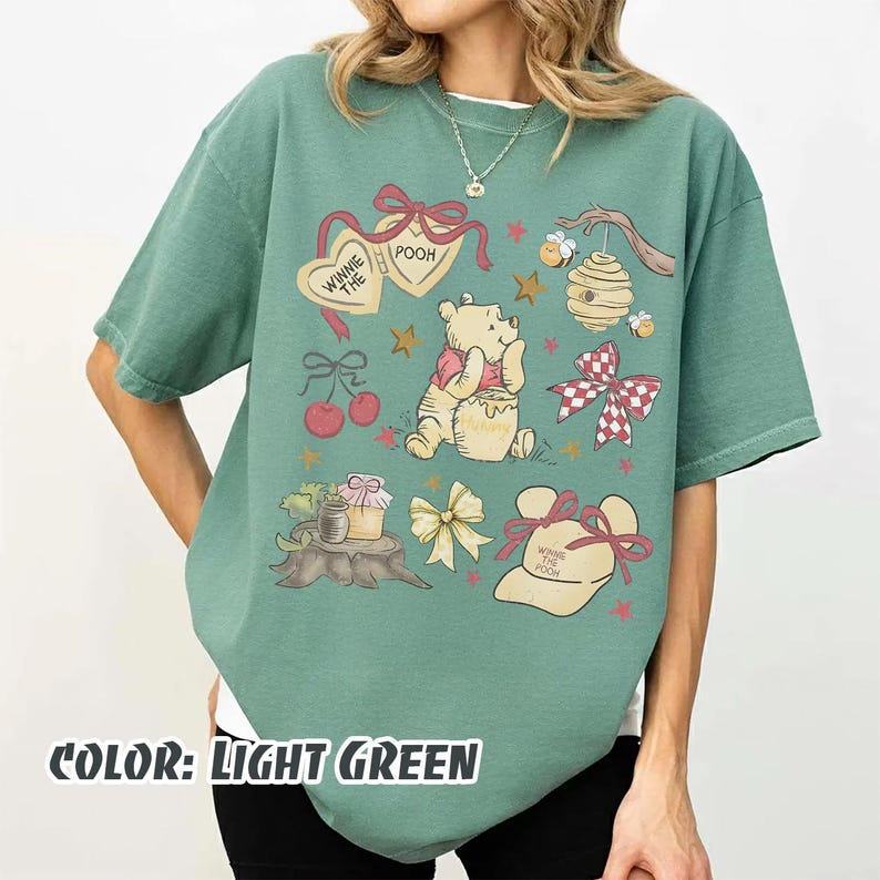 Comfort Colors Coquette Winnie The Pooh Shirt, Retro Pooh Bear & Friends Tee, Disney Family Trip 2026 Shirt, Cute Disneyworld Pooh Shirt image 9