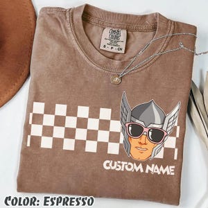 Retro Avengers Disney Marvel Checkerboard Shirt, Spiderman Iron Man Custom Name Birthday Boy,Birthday Girl, Marvel Family Group Matching Tee image 5