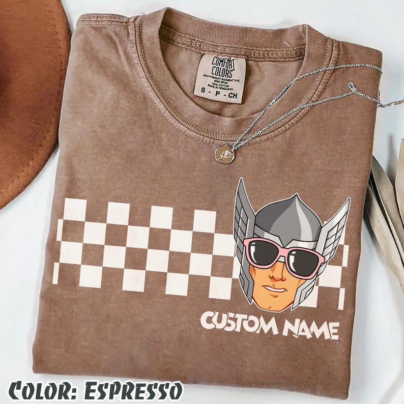 Retro Avengers Disney Marvel Checkerboard Shirt, Spiderman Iron Man Custom Name Birthday Boy,Birthday Girl, Marvel Family Group Matching Tee image 5