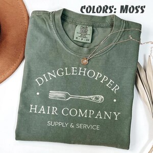 Vintage Dinglehopper Hair Company Comfort Colors-skjorta, Lilla sjöjungfrun inspirerad skjorta, Ariel-skjorta, Disney prinsessskjorta, Disneyworld-skjorta Moss/Military Green