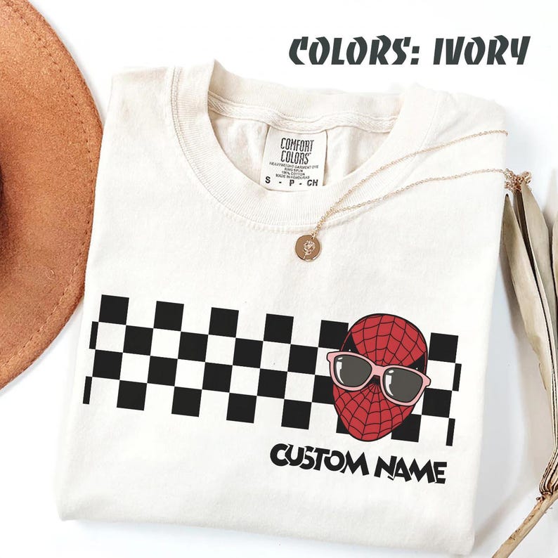 Retro Avengers Disney Marvel Checkerboard Shirt, Spiderman Iron Man Custom Name Birthday Boy,Birthday Girl, Marvel Family Group Matching Tee image 9