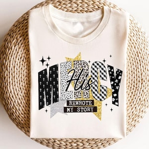 Jesus His Mercy Rewrite My Story png, Christian Women PNG, Preppy Everyday Jesus Floral PNG, Bible Verse PNG, Jesus Sublimation, Leopard png