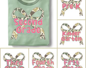 Retro Back to School Boys Old Camo PNG Bundle, Kindergarten Design, First Day PNG, Pre-K to Third Grade Png,School Boy Sublimation