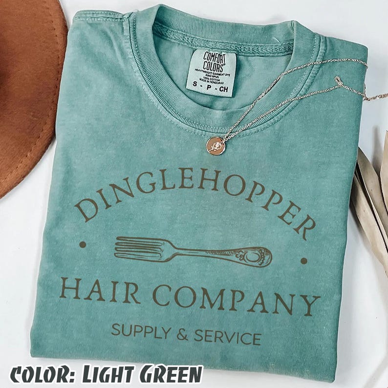 Vintage Dinglehopper Hair Company Comfort Colors-skjorta, Lilla sjöjungfrun inspirerad skjorta, Ariel-skjorta, Disney prinsessskjorta, Disneyworld-skjorta Light Green