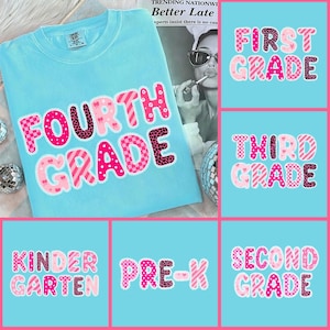 Preppy Back To School PNG Bundle Grandmillenial Coquette Pencil bow Grades Kindergarten Pre-K 1st 2d 3d 4th 5th Doodle Hand Drawn Teacher