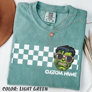 Retro Avengers Disney Marvel Checkerboard Shirt, Spiderman Iron Man Custom Name Birthday Boy,Birthday Girl, Marvel Family Group Matching Tee image 7