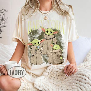 Retro Star Wars Grogu Shirt, Cute Baby Yoda Tee, baby Yoda Sweatshirt, Disney World Gift, Unisex Comfort Colors Star Wars Shirt Ivory/Natural