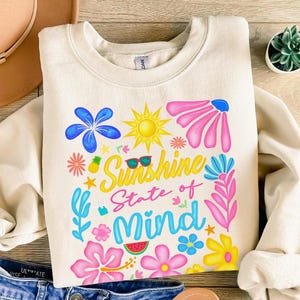 Sunshine State Of Mind PNG, Trendy Summer Png, Sunshine Png, Preppy Summer Design Png, Beach png design Retro Flowers Summer Sublimation