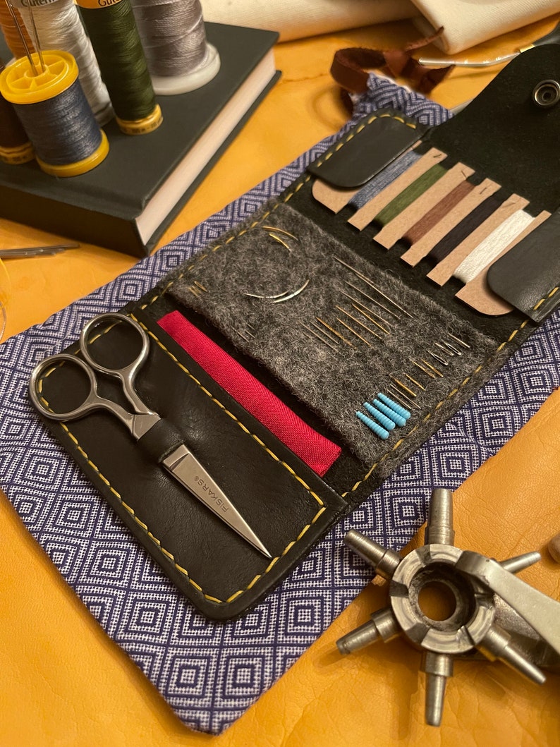 Trifold Leather Sewing Kit Etsy
