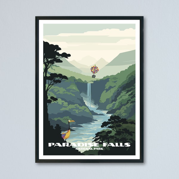 Paradise Falls Minimalist National Park Poster Digital Download Home Decor - Up Print