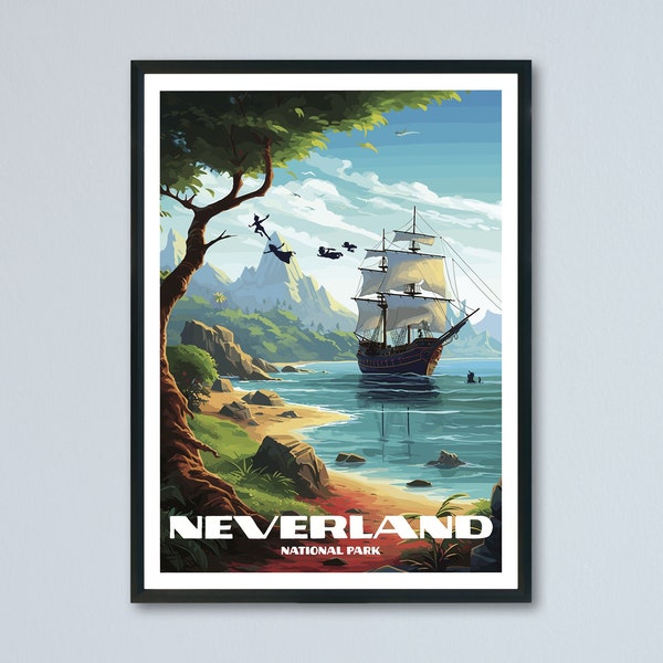 Neverland Minimalist National Park Poster Digital Download Home Decor - Peter Pan Print