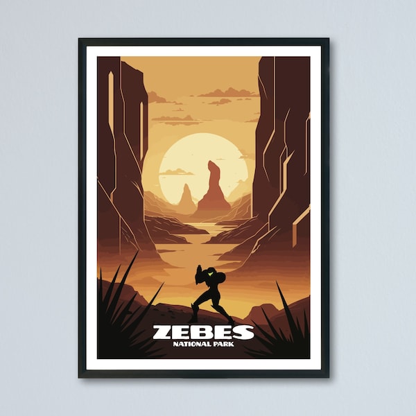 Zebes Minimalist Metroid National Park Poster Digital Download Home Decor - Video Game Poster - Samus Print