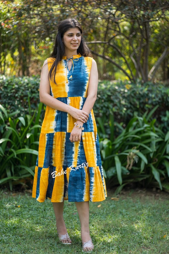 Vibrant Tie-Dye Midi Dress for Summer Fun - Handcrafted Cotton, Sleeveless