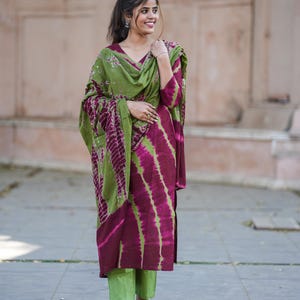 Pure cotton hand laheriya printed kurta pant dupatta set, pure cotton kurti, salwar kameez, ethnic wear kurti for women, plus size kurti