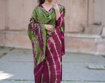 Hand Block Printed Tie-Dye Kurta Set | Indian Cotton Salwar Kameez