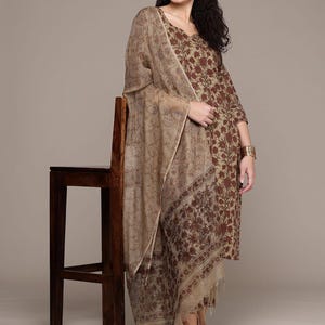 Floral Printed Cotton Kurta Set: Hand Block Print Salwar Kameez