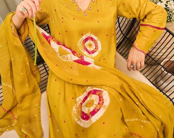 Hand Block Print Cotton Silk Kurta Dupatta set | Wedding Wear Salwar Kameez