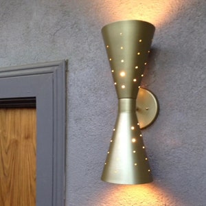 Atomic 50's 60's style mid-century modern bow tie dual cone wall sconce lamp Atomic Cone Lamp