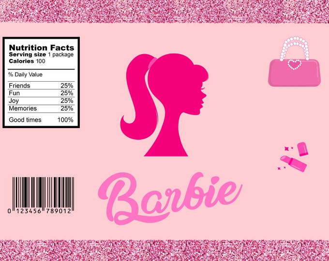 Barbie Chip Bag Template - Etsy