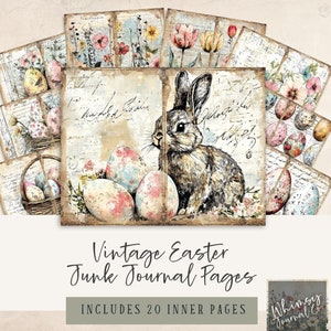 Vintage Easter Junk Journal Pages - Vintage Floral Collage Set - Digital Download - Perfect for Spring Crafting - Printable Scrapbooking