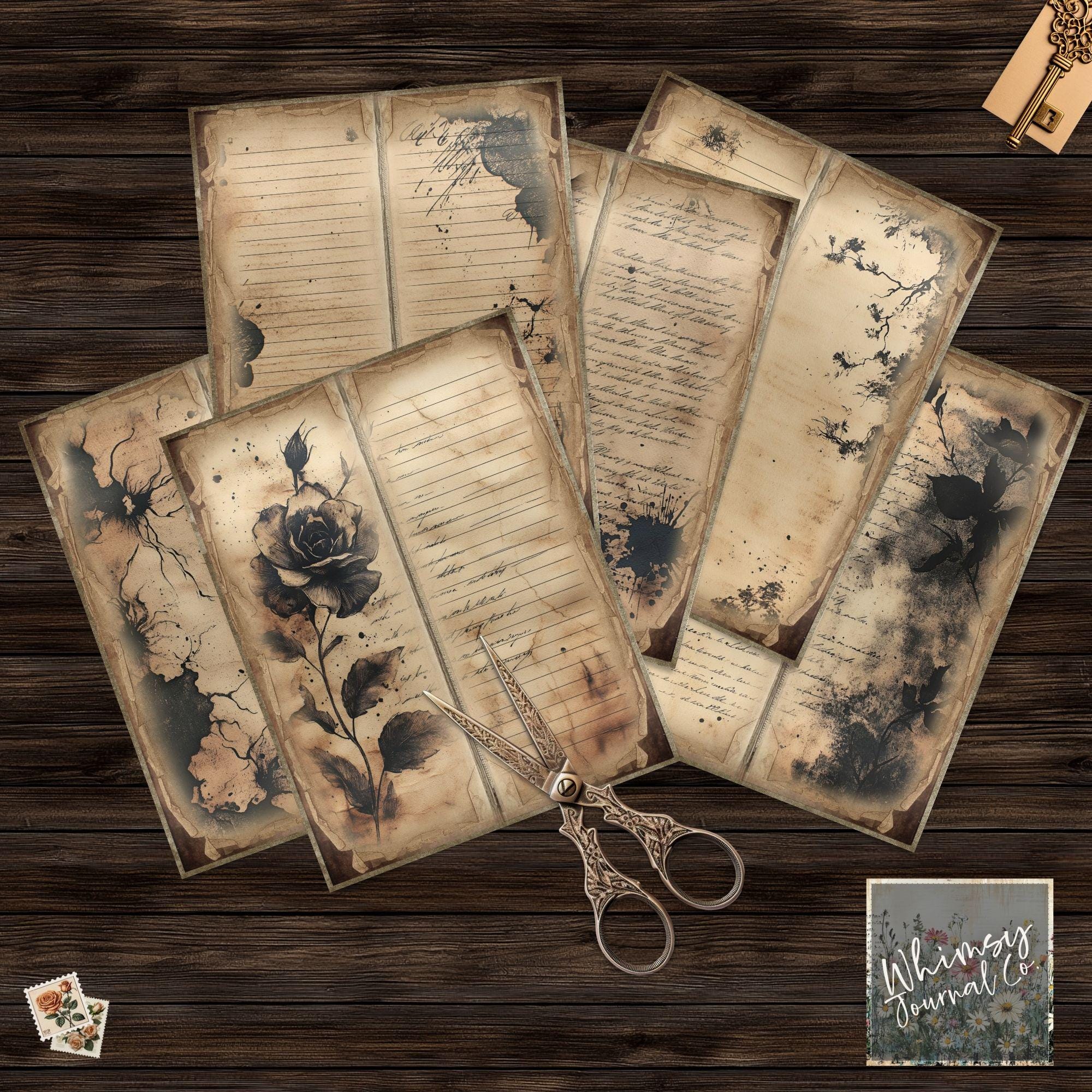 Ink Journal Front Ink & Antiquity Tall and Skinny Junk Journal Printable - Ink Splattered ...