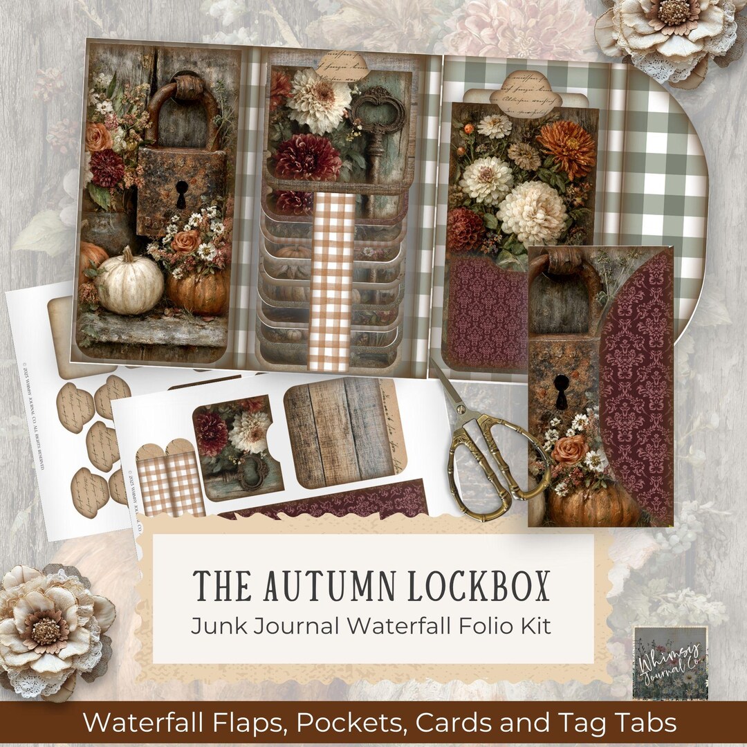 Junk Journal Folio Kits Fall - the Autumn Lockbox Waterfall Junk ...