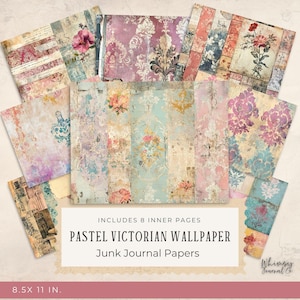 Pastel Victorian Wallpaper Junk Journal Papers - Vintage Wallpaper Junk Journal Collage Pages - Digital Download - Crafting - Printable