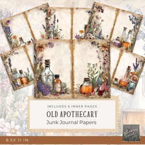 Old Apothecary Junk Journal Pages Junk Journal - Junk Journal Digitals, Printable Pages Kit, Vintage Apothecary, Digital Download, Crafting