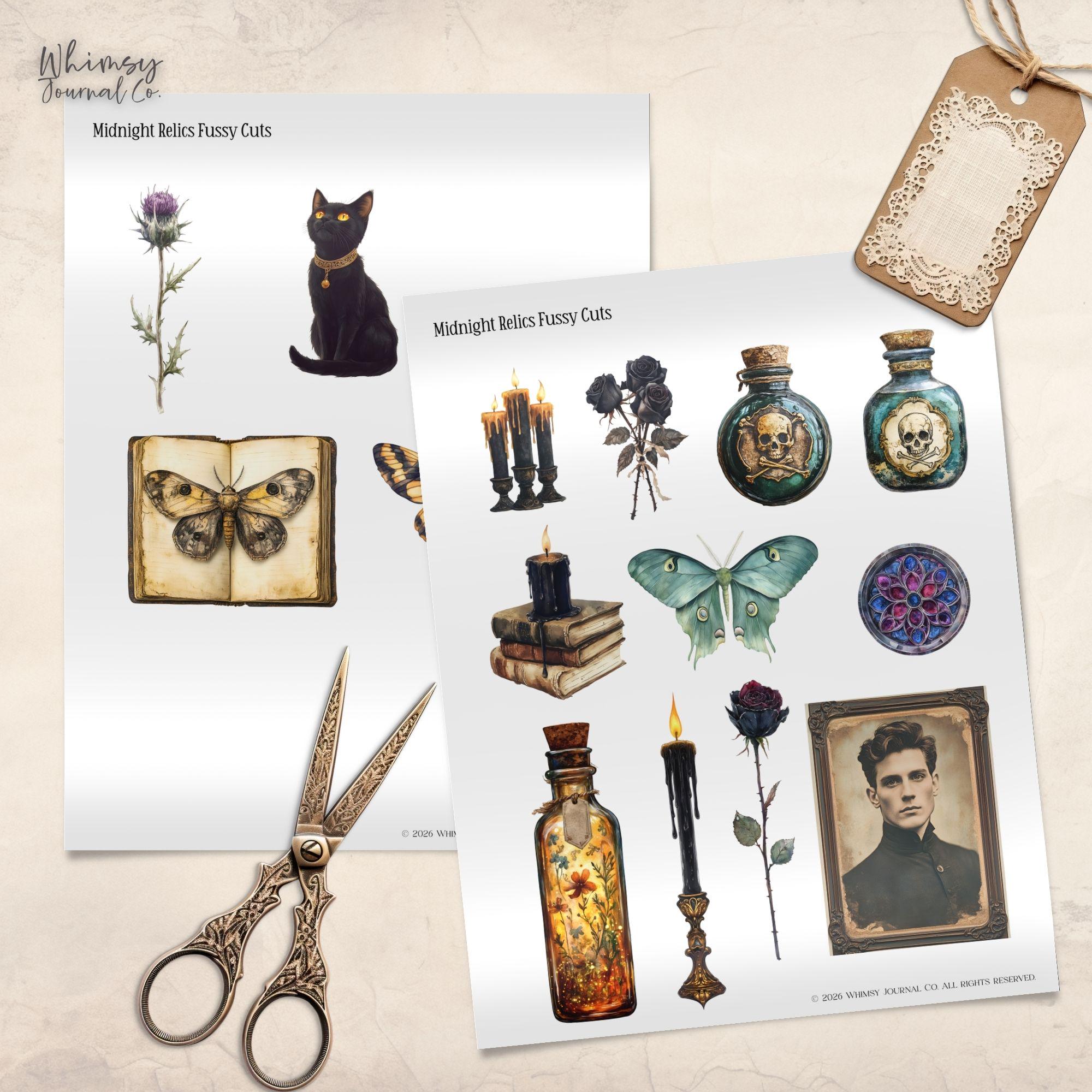 Midnight Relics Gothic Fussy Cut Ephemera – Dark Academia Junk Journal ...