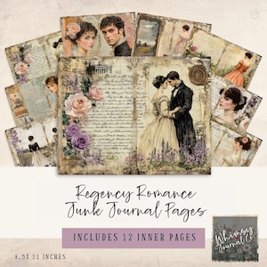 Pagine di diario spazzatura stampabili Regency Romance - Diario spazzatura vittoriano - Album digitale - Diario spazzatura Jane Austen - Download immediato