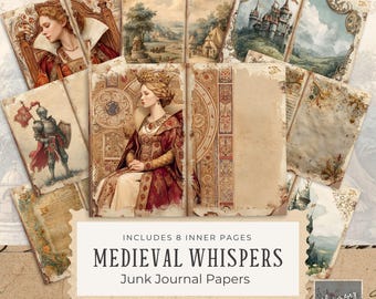Medieval Whispers Junk Journal Pages, Vintage Digital Scrapbook Paper, Printable Crafting Paper for Scrapbooking